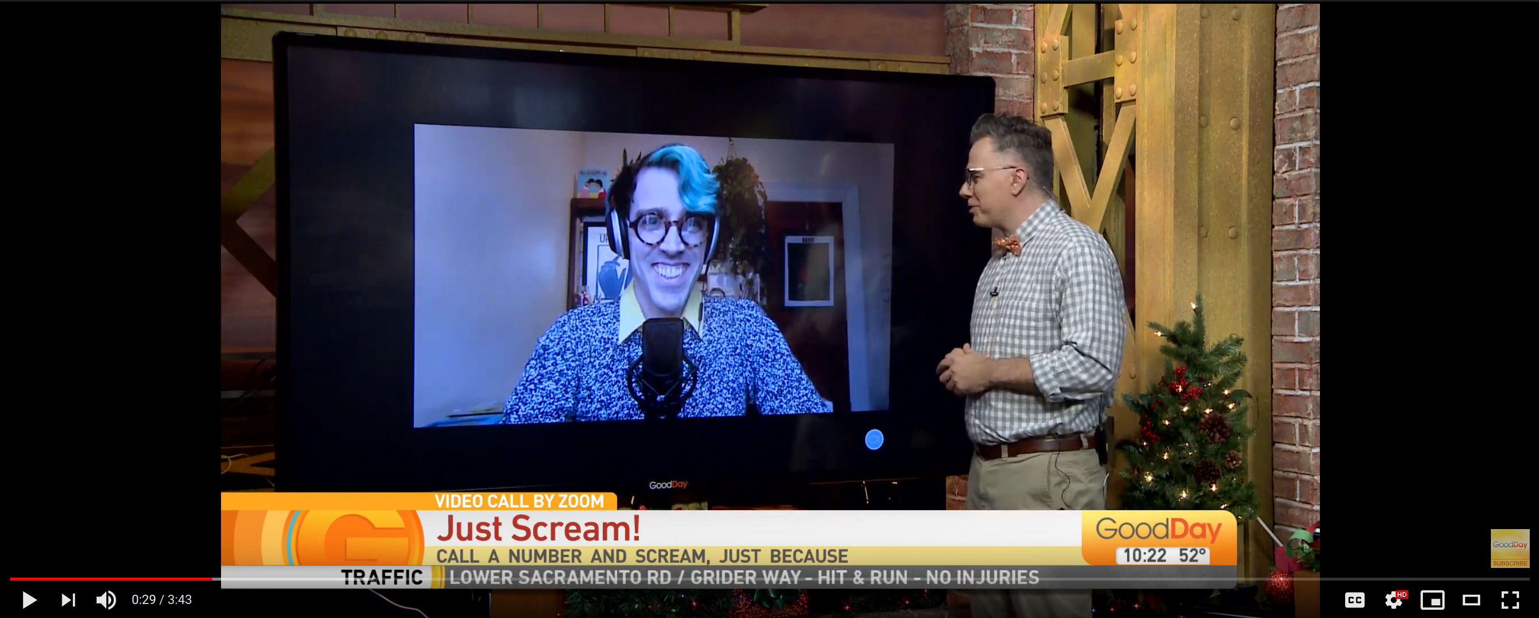 Screenshot of Chris on TV